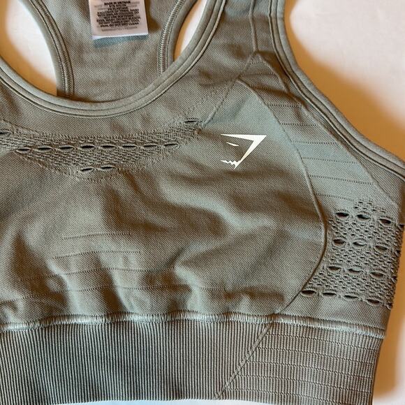 Gymshark Lot of 2 Energy Seamless Sports Bra and Crop Tank Top Gray Green Size S - Picture 4 of 12